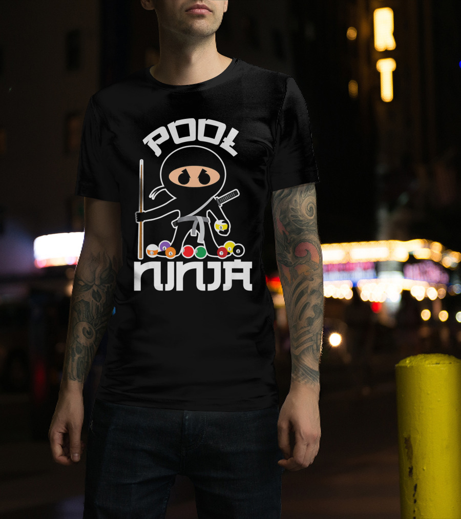Pool Ninja Billiards With Cute Pocket Balls T-Shirt