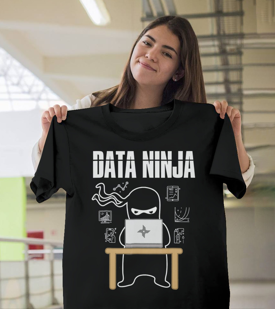 Data Ninja Analyst at Work with Laptop and Graphs T-Shirt