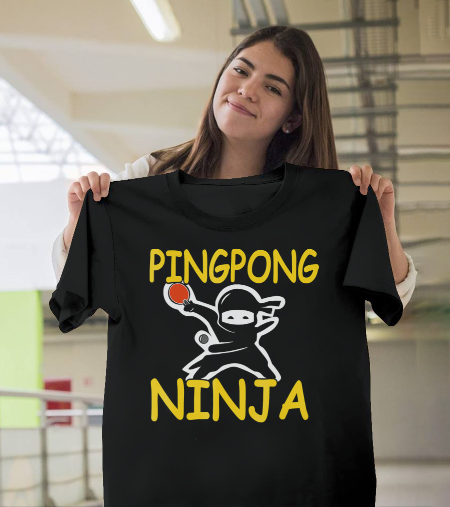 PINGPONG NINJA Action Pose With Table Tennis Paddle T-Shirt