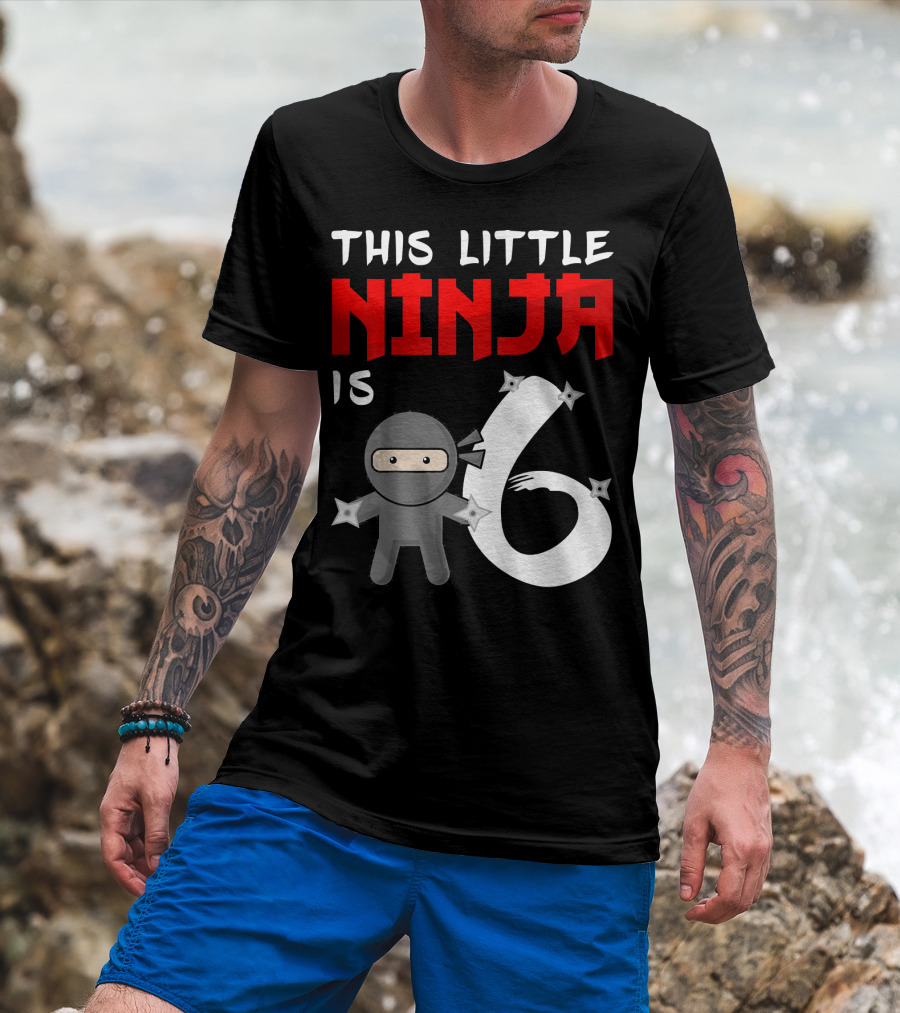 This Little Ninja Is 6 Year Old Birthday T-Shirt