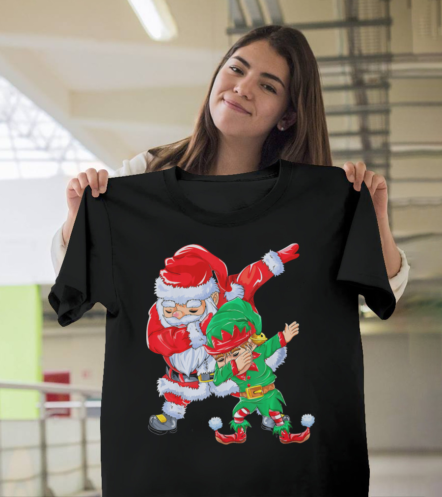 Santa And Elf Performing Dab Dance Moves T-Shirt