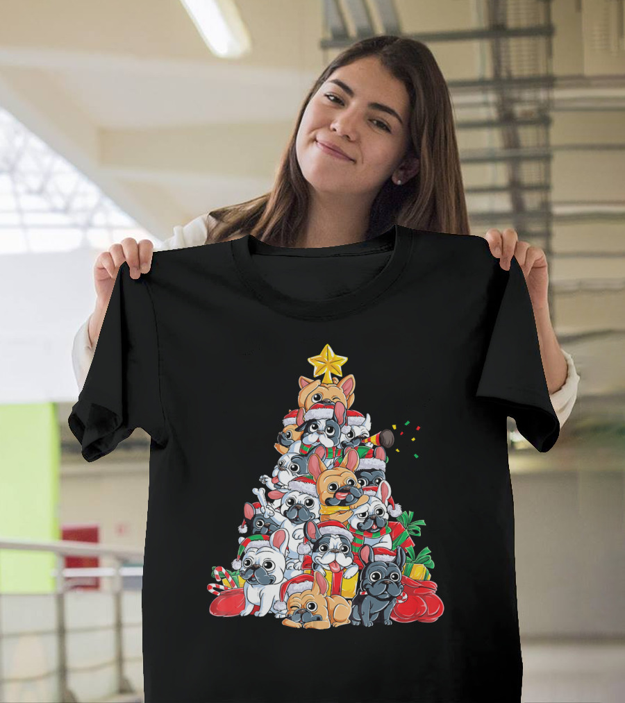 French Bulldog Xmas Tree Holiday T-Shirt