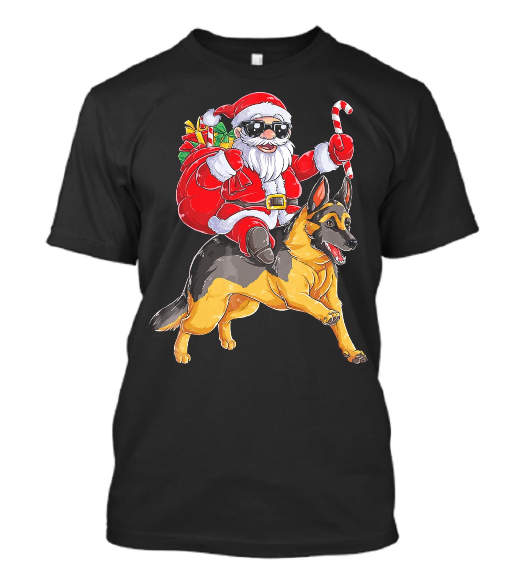 German Shepherd Santa Claus Christmas Fun T-Shirt