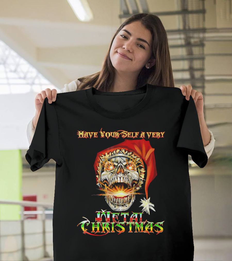 Have Yourself A Very Metal Christmas Skull Santa T-Shirt