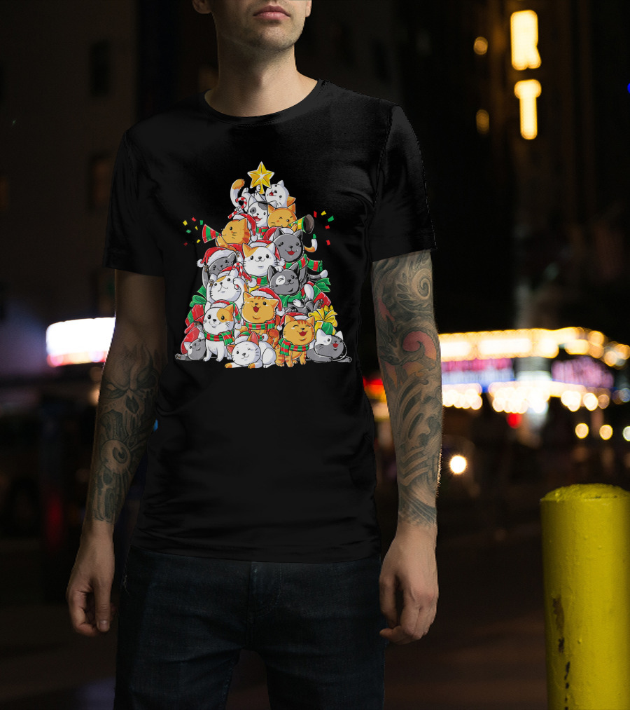 Cat Christmas Tree Meowy Catmas T-Shirt