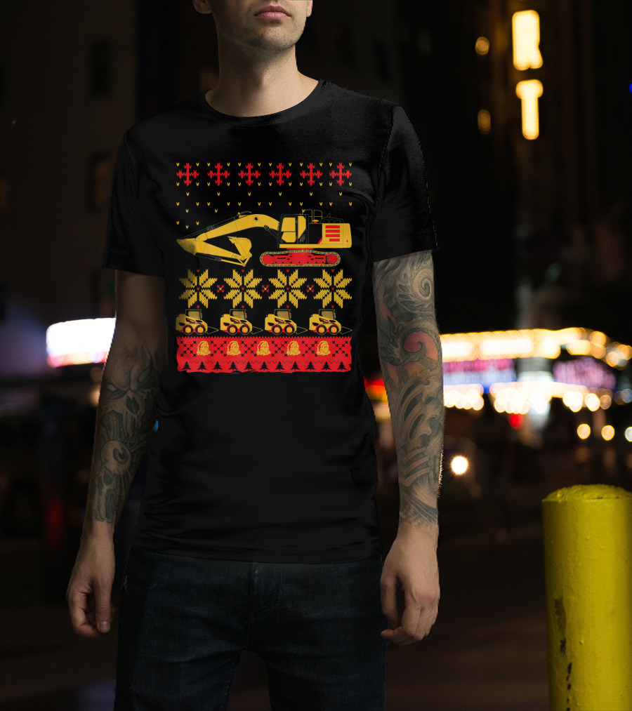Construction Excavator Christmas T-Shirt