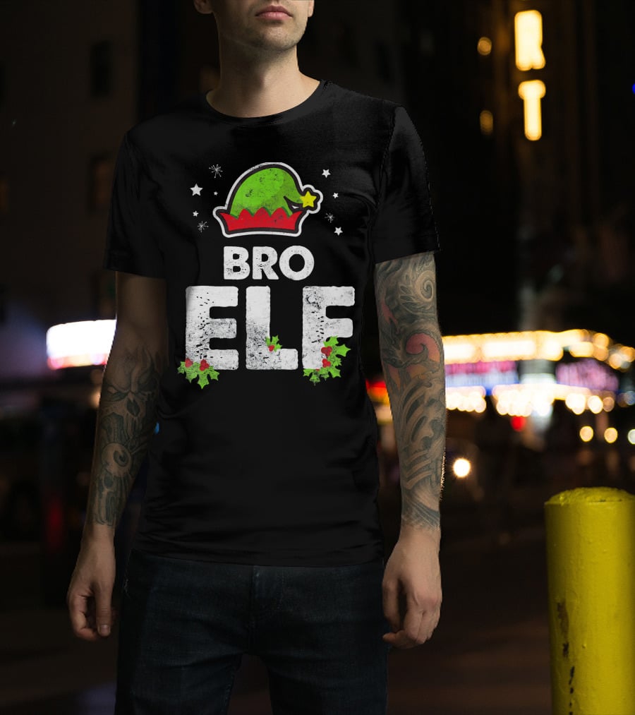 Bro Elf Christmas Family Brother Matching Holiday T-Shirt