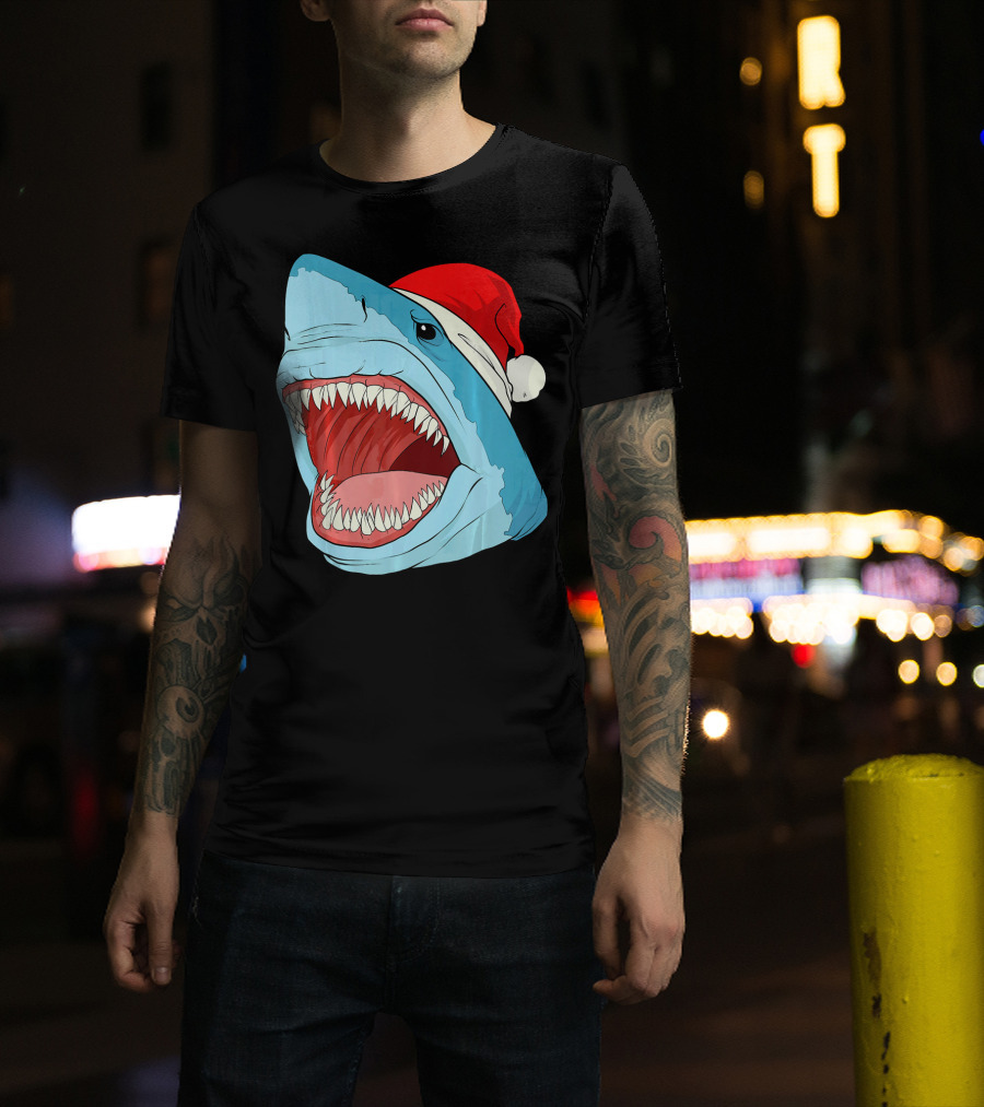 Santa Jaws Cool Christmas Shark Holiday Humor T-Shirt