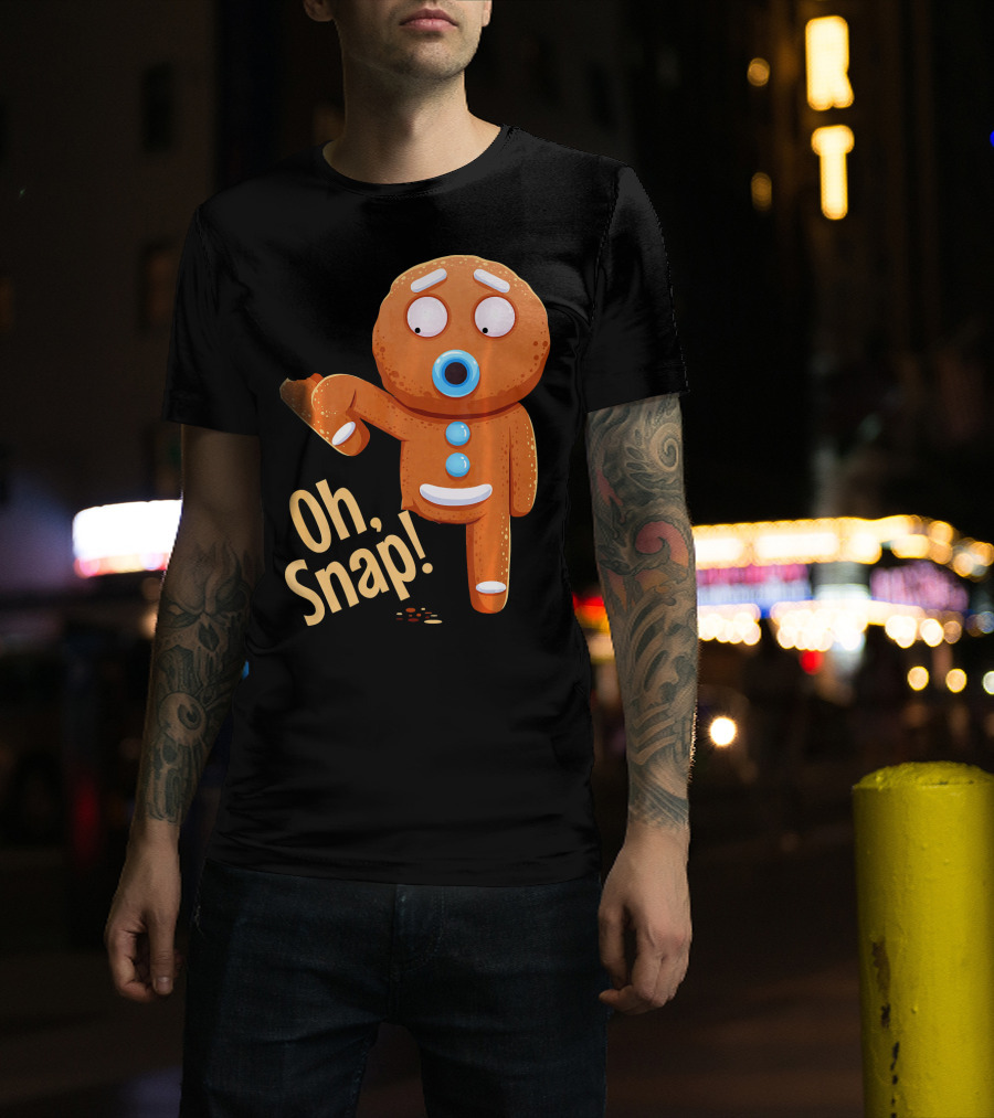 Oh Snap Gingerbread Cookie Cartoon With Missing Leg And Shocked Expression T-Shirt