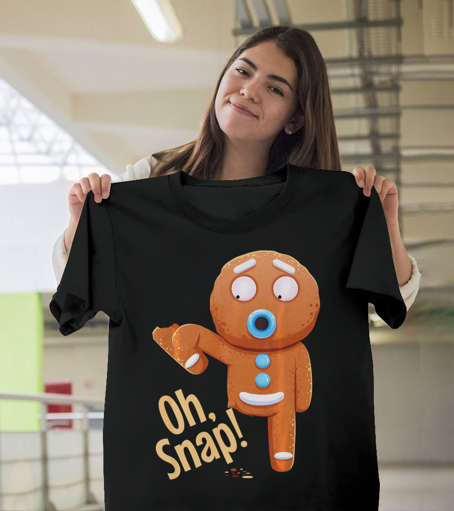Oh Snap Gingerbread Cookie Cartoon With Missing Leg And Shocked Expression T-Shirt