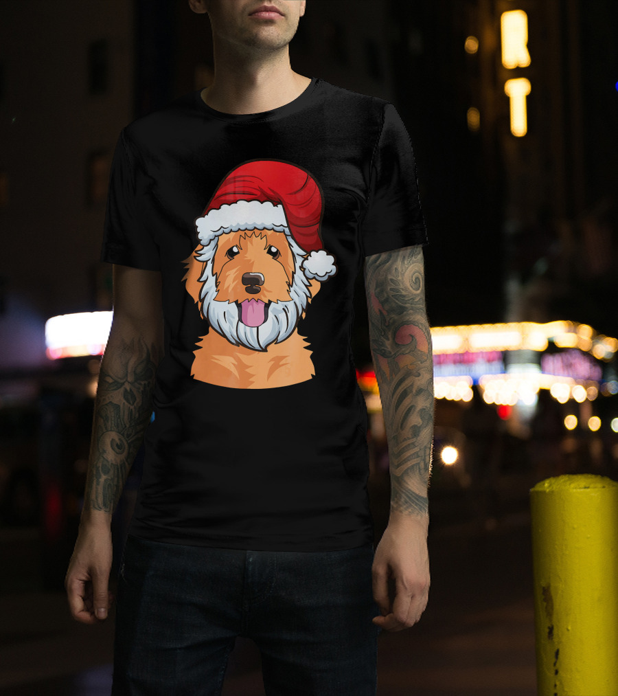 Golden Doodle Funny Santa Claus Dog Holiday Humor T-Shirt