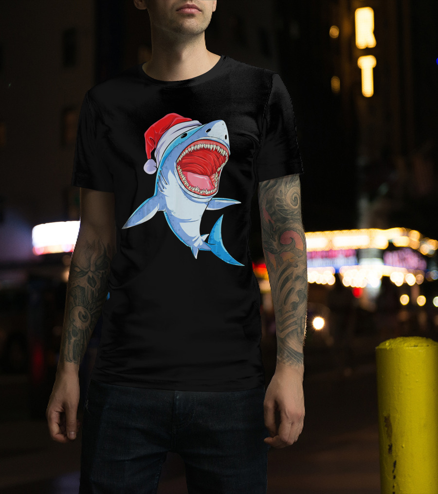 Christmas Kids Santa Shark T-Shirt