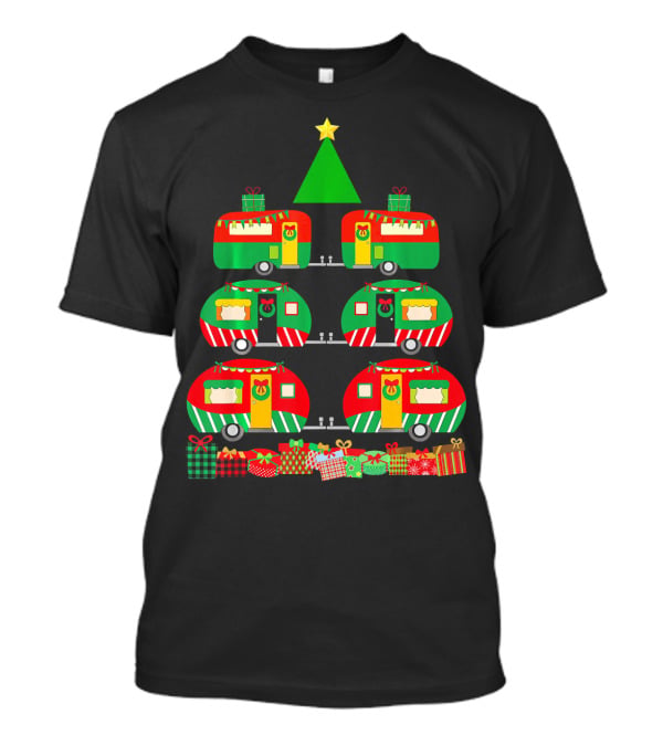 Camping Christmas Camper Holiday Tree With Gifts T-Shirt