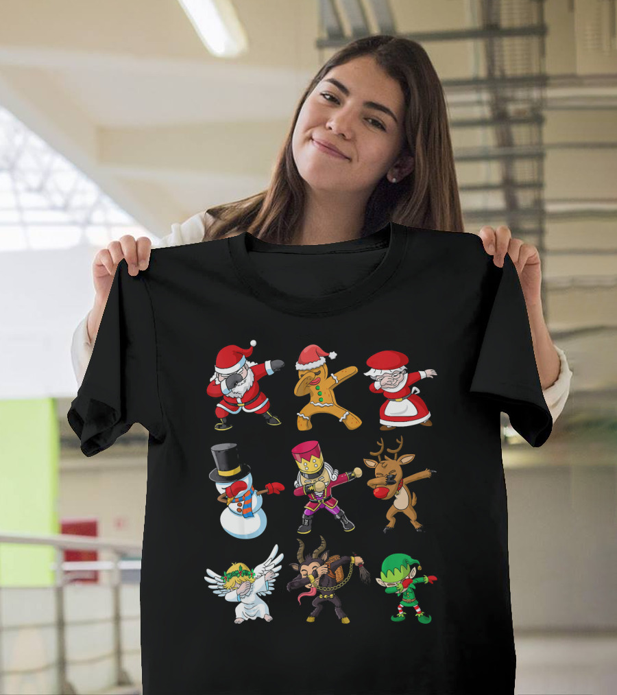 Christmas Dabbing Squad Santa Gingerbread Mrs. Claus Snowman Nutcracker Reindeer Angel Krampus Elf T-Shirt