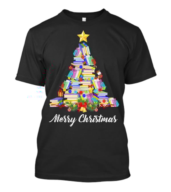 Merry Christmas Books Tree T-Shirt