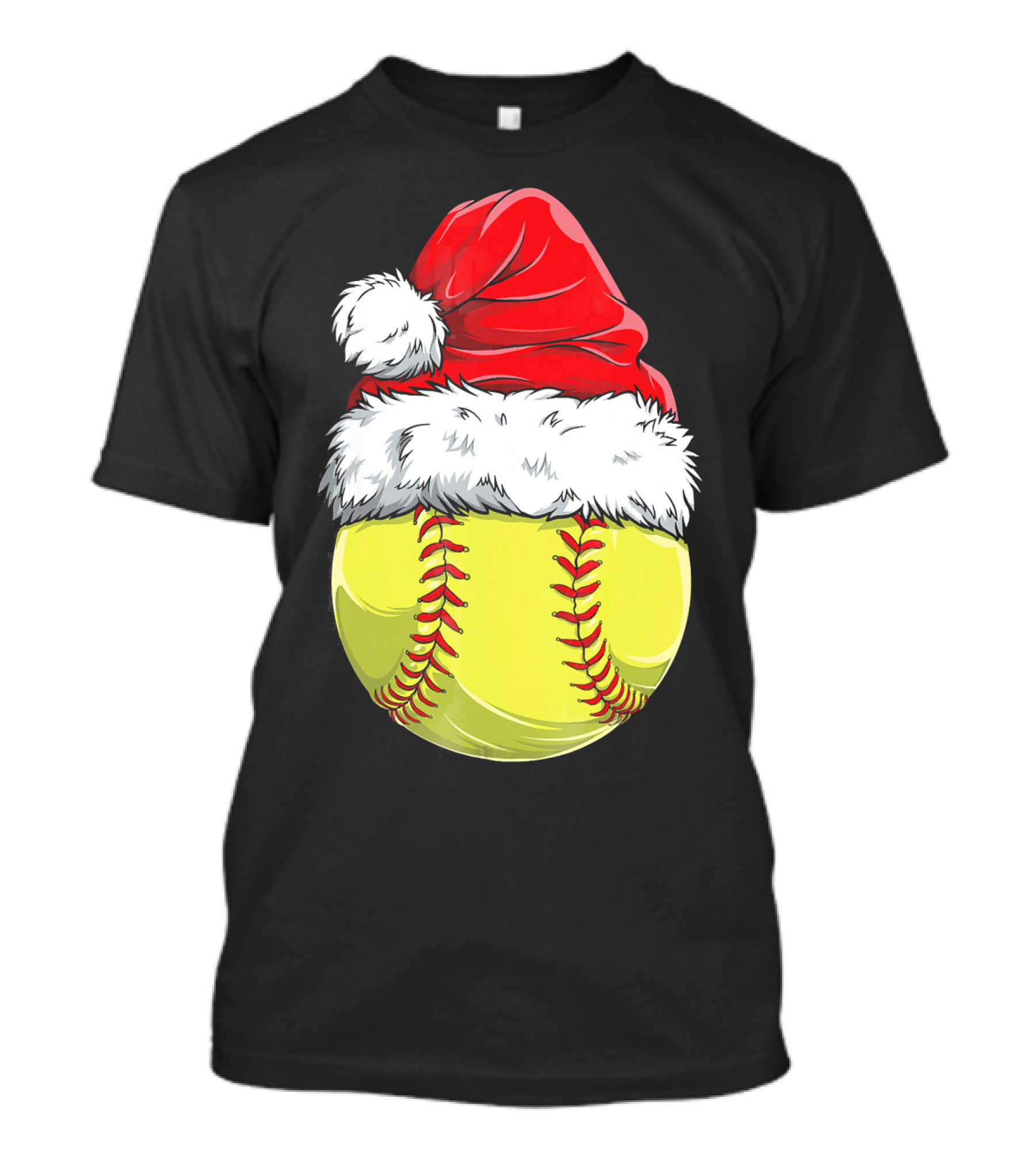 Santa Hat Softball Christmas T-Shirt