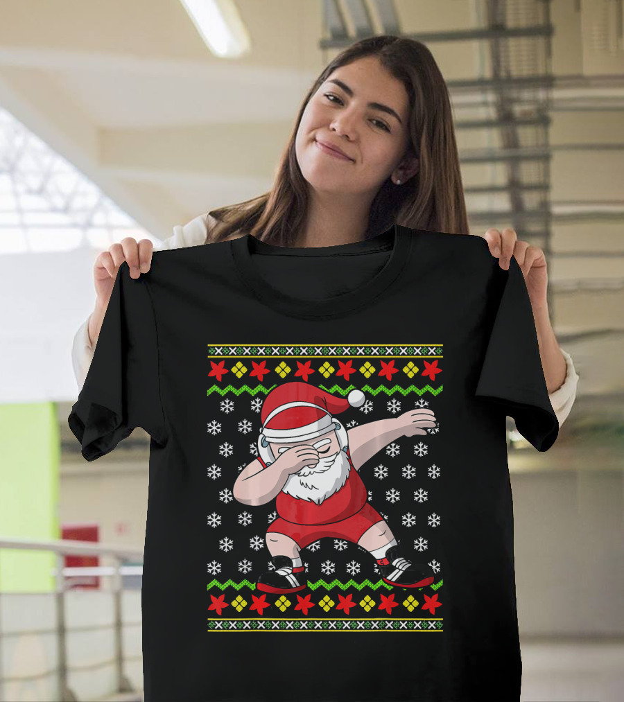 Wrestling Ugly Christmas Santa Dabbing Wrestler T-Shirt