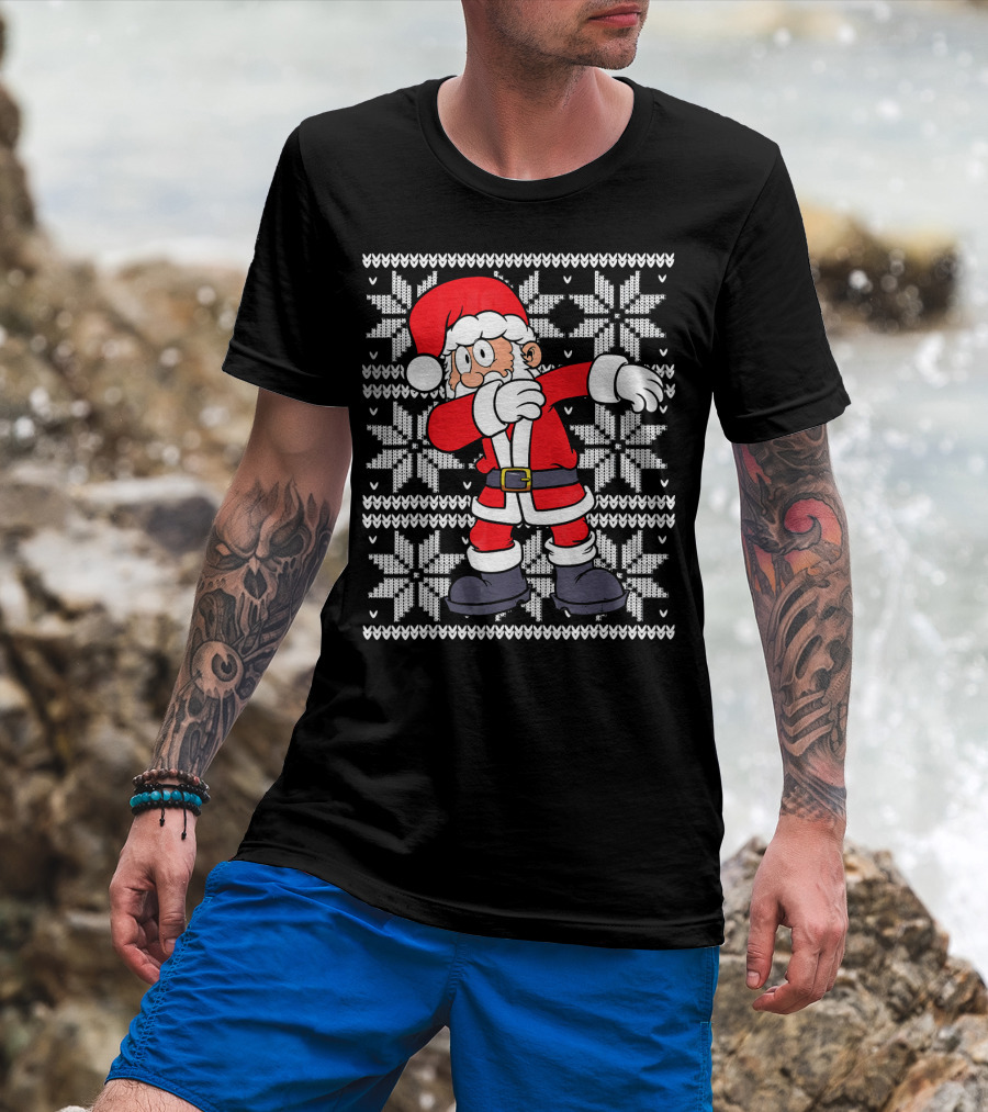 UGLY CHRISTMAS Dabbing Santa Dab Snowflake T-Shirt