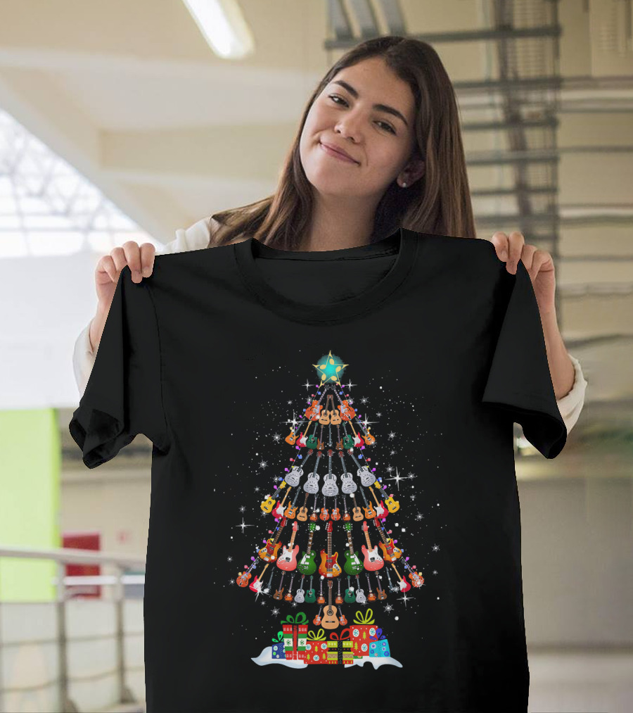 Guitar Christmas Tree Funny Merry Star Gifts T-Shirt
