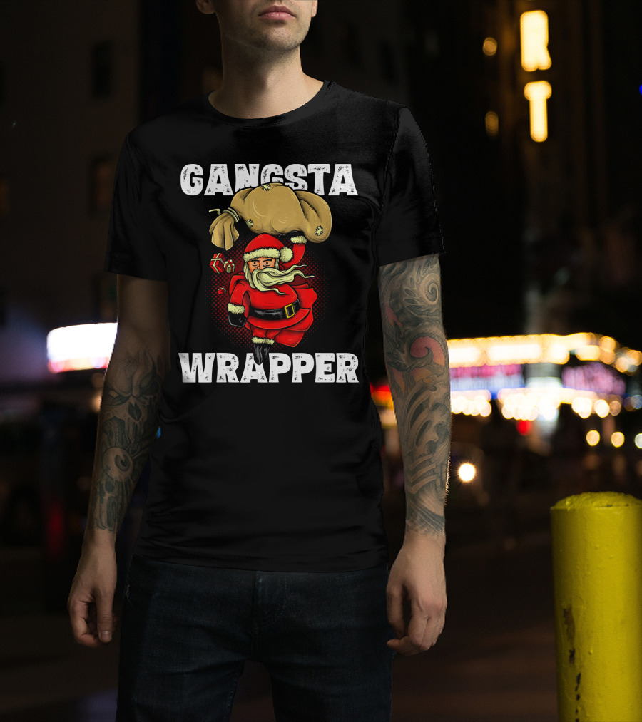 Gangsta Wrapper Santa With Sack And Gifts T-Shirt