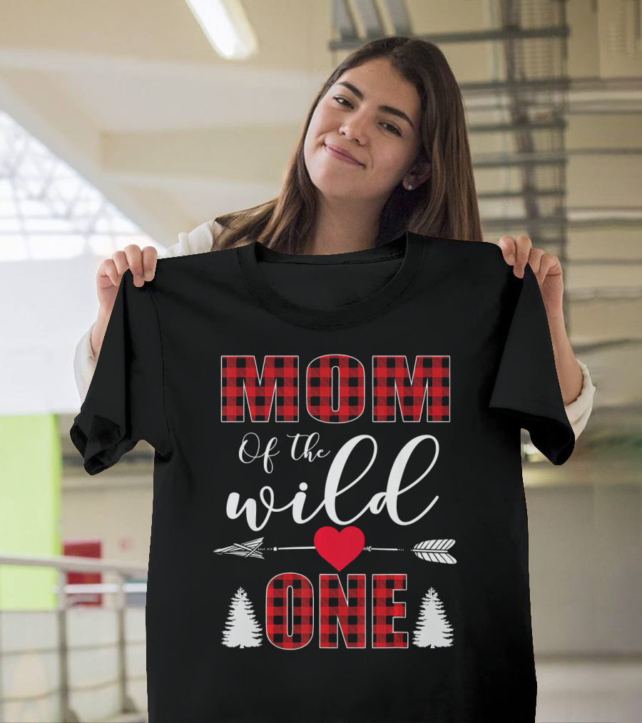 Mom Of The Wild One Plaid Buffalo Check First Birthday Holiday Collection T-Shirt