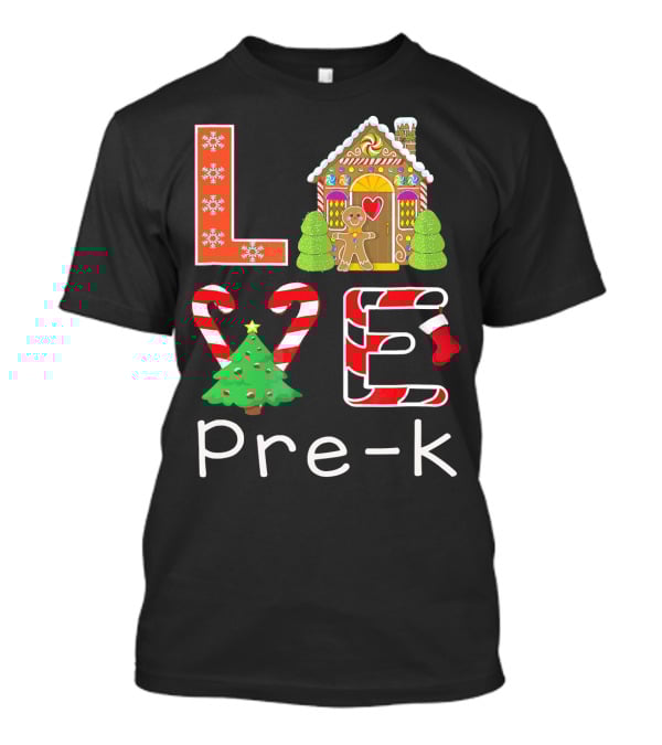 Love Pre-k Gingerbread Christmas Holiday Elements T-Shirt
