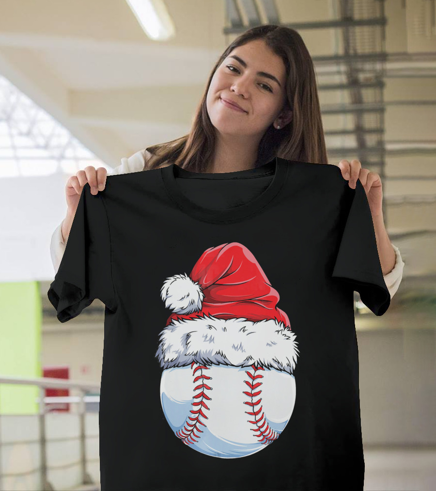 Baseball Santa Christmas Hat T-Shirt