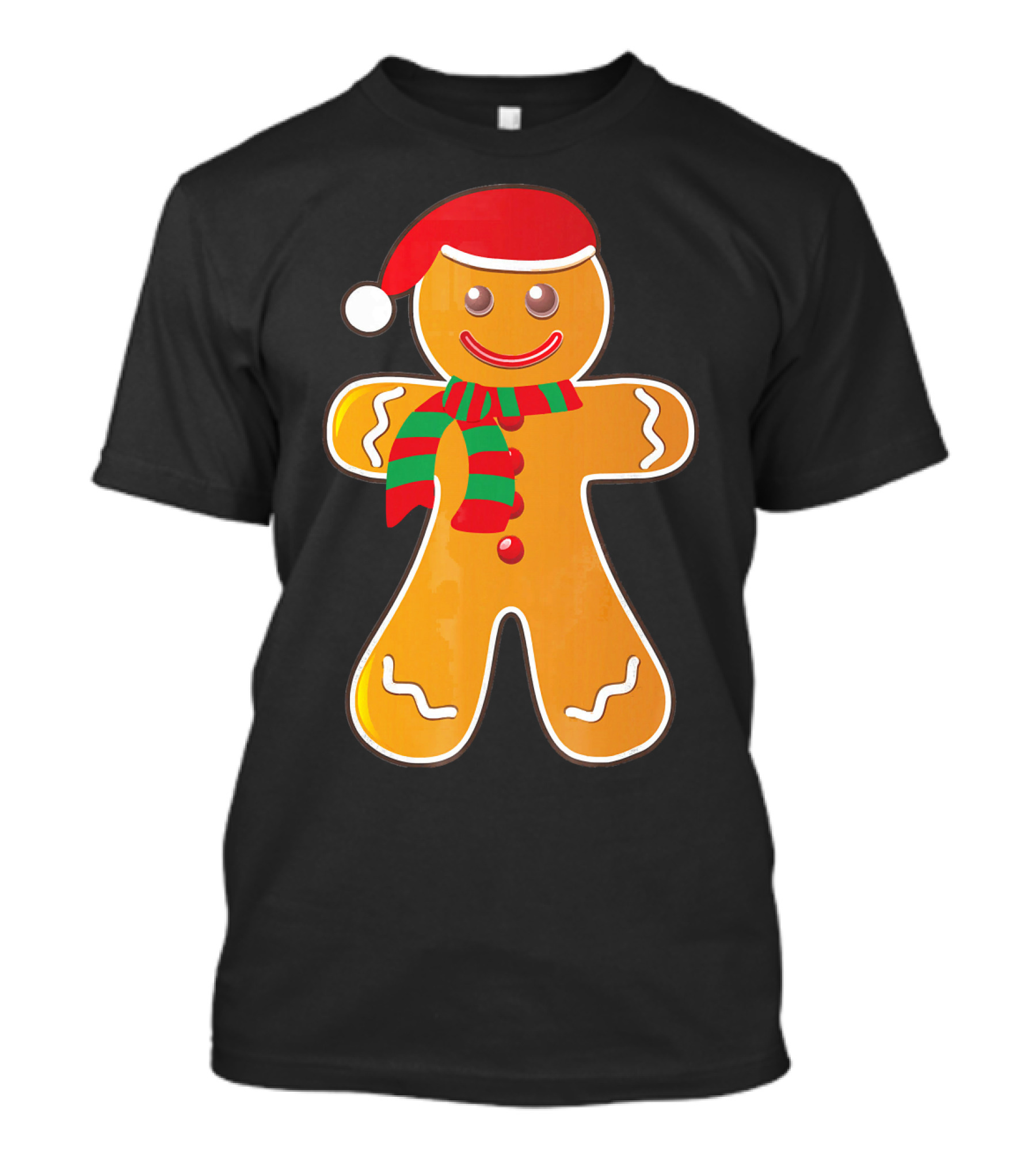 Santa Gingerbread Cookie With Christmas Hat And Scarf T-Shirt
