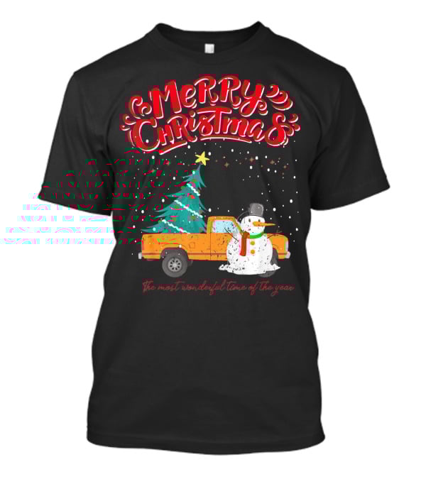 Merry Christmas Santa Truck Family The Most Wonderful Time Of The Year T-Shirt