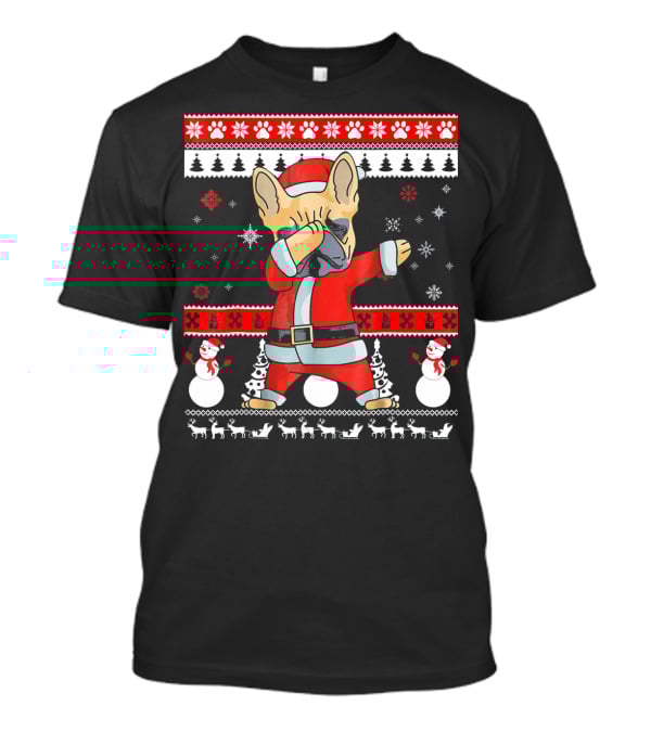 French Bulldog Christmas Frenchie Santa Dabbing Ugly T-Shirt
