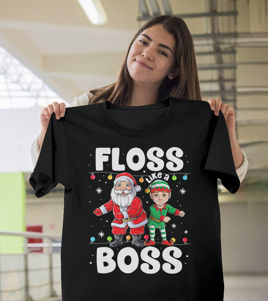 Floss Like A Boss Santa And Elf Christmas Dance T-Shirt