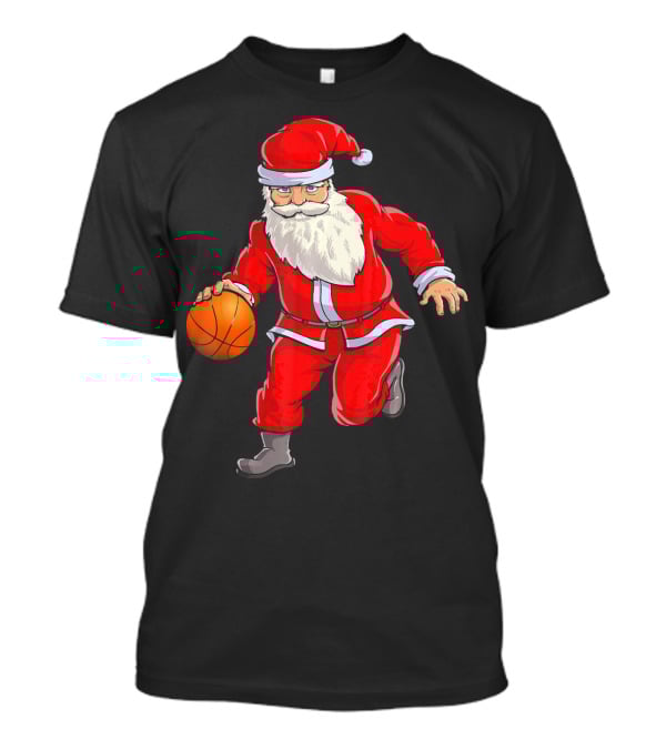 Santa Claus Basketball Dribble Christmas T-Shirt