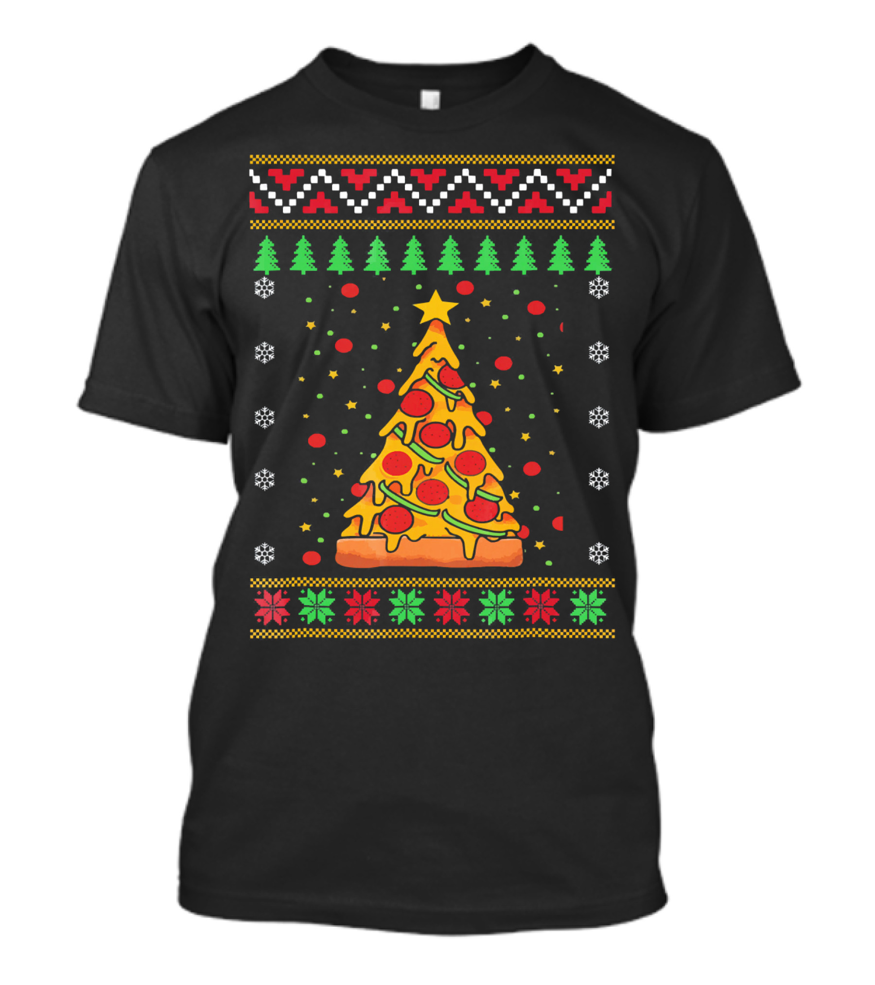 Pizza Ugly Christmas Xmas Tree Pepperoni Cheese Holiday T-Shirt