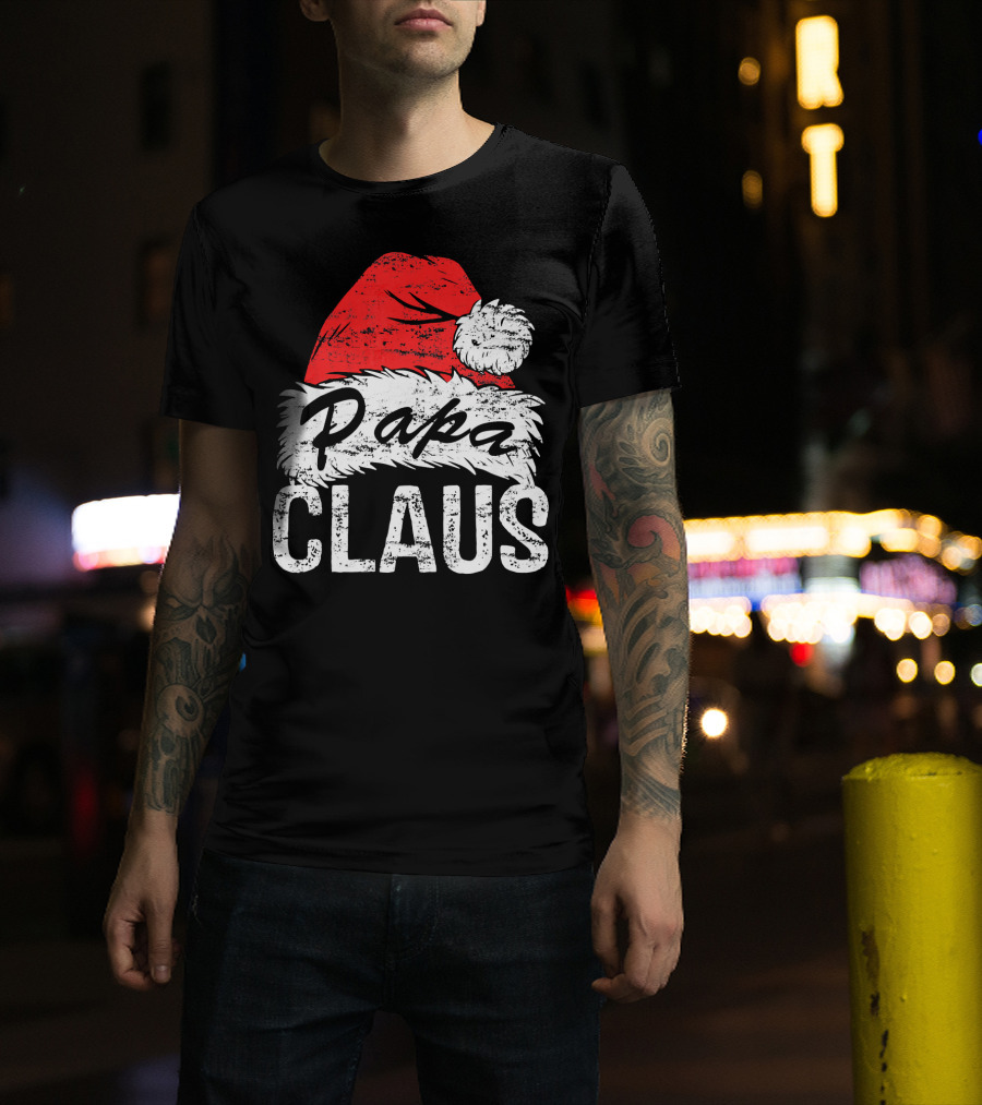 Papa Claus Matching Family Christmas Santa Hat T-Shirt