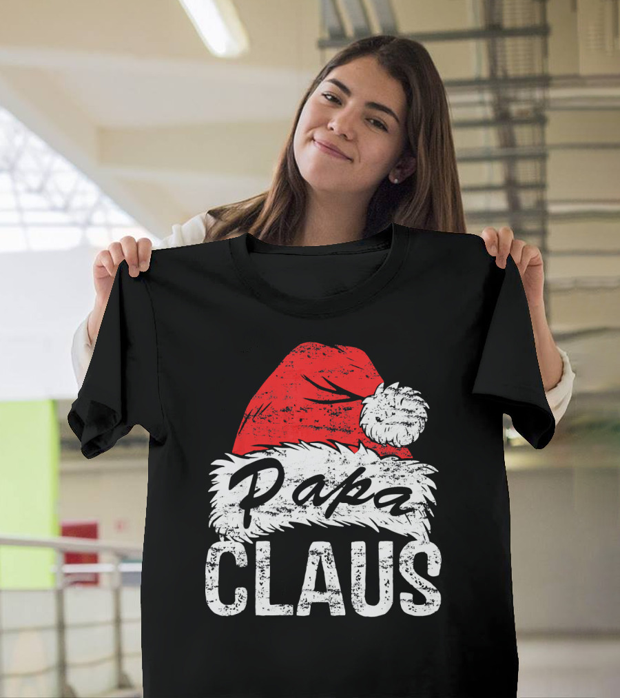 Papa Claus Matching Family Christmas Santa Hat T-Shirt