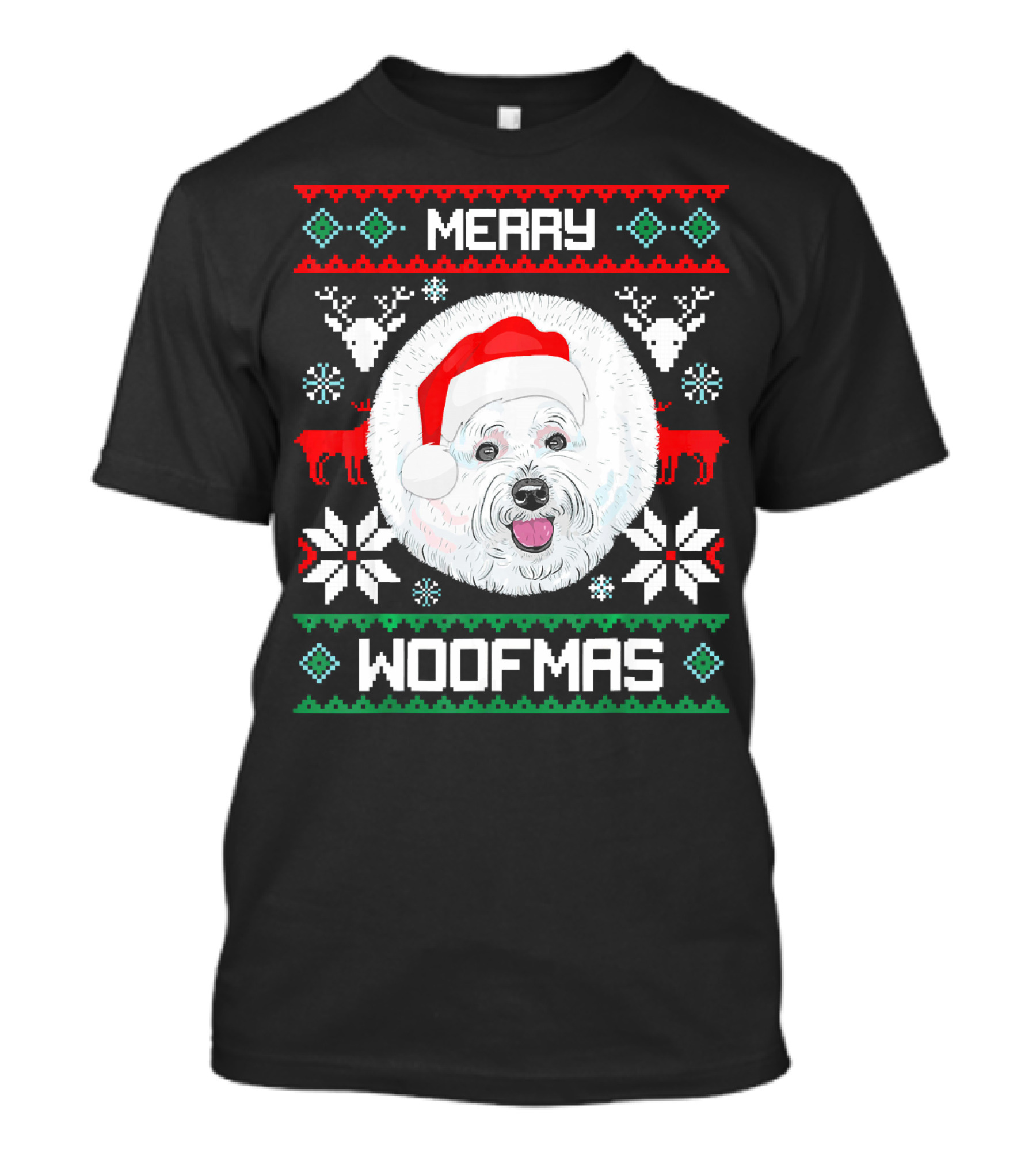 Merry Woofmas Bichon Frise Holiday T-Shirt