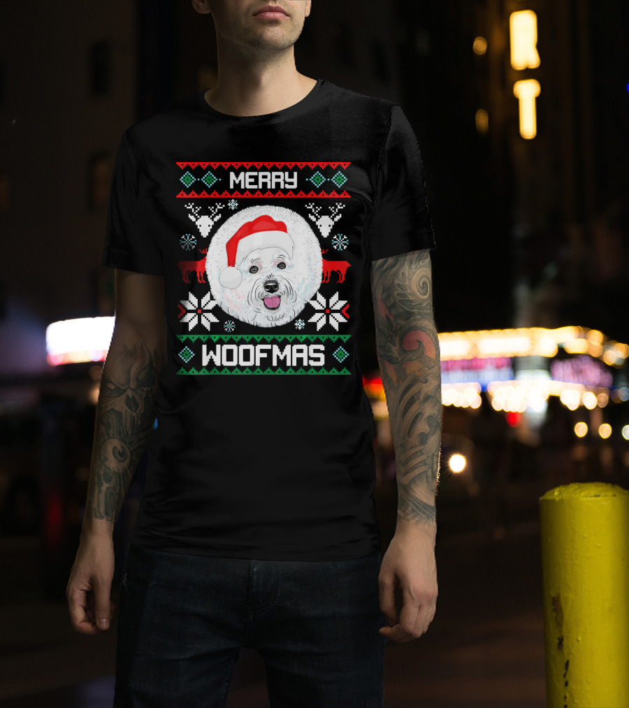 Merry Woofmas Bichon Frise Holiday T-Shirt