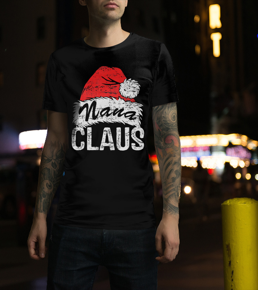 Nana Claus Matching Family Christmas Santa Hat T-Shirt