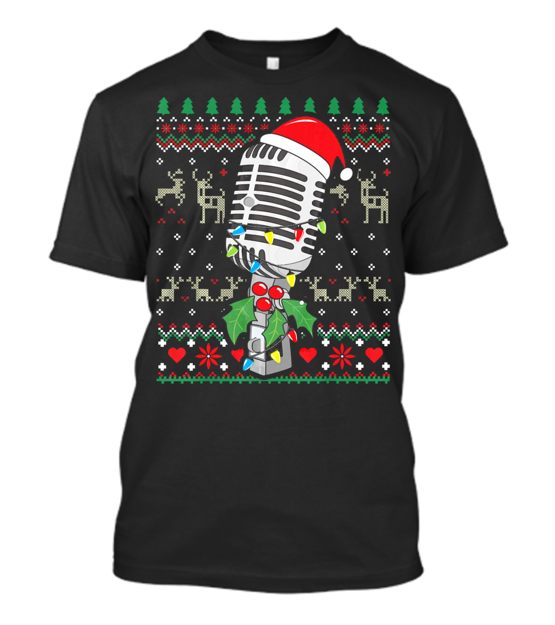 Singer Microphone Vintage Sing Christmas Holiday T-Shirt