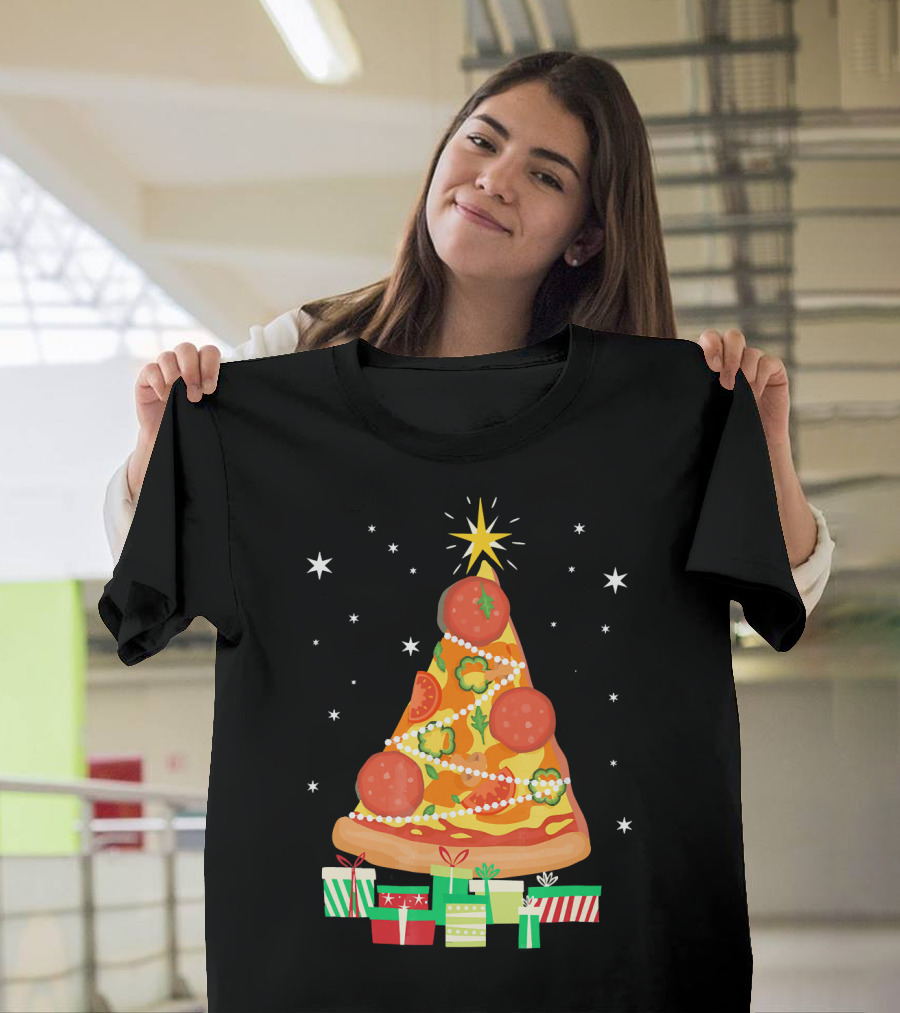 Pizza Christmas Tree Slice Festive Gifts T-Shirt