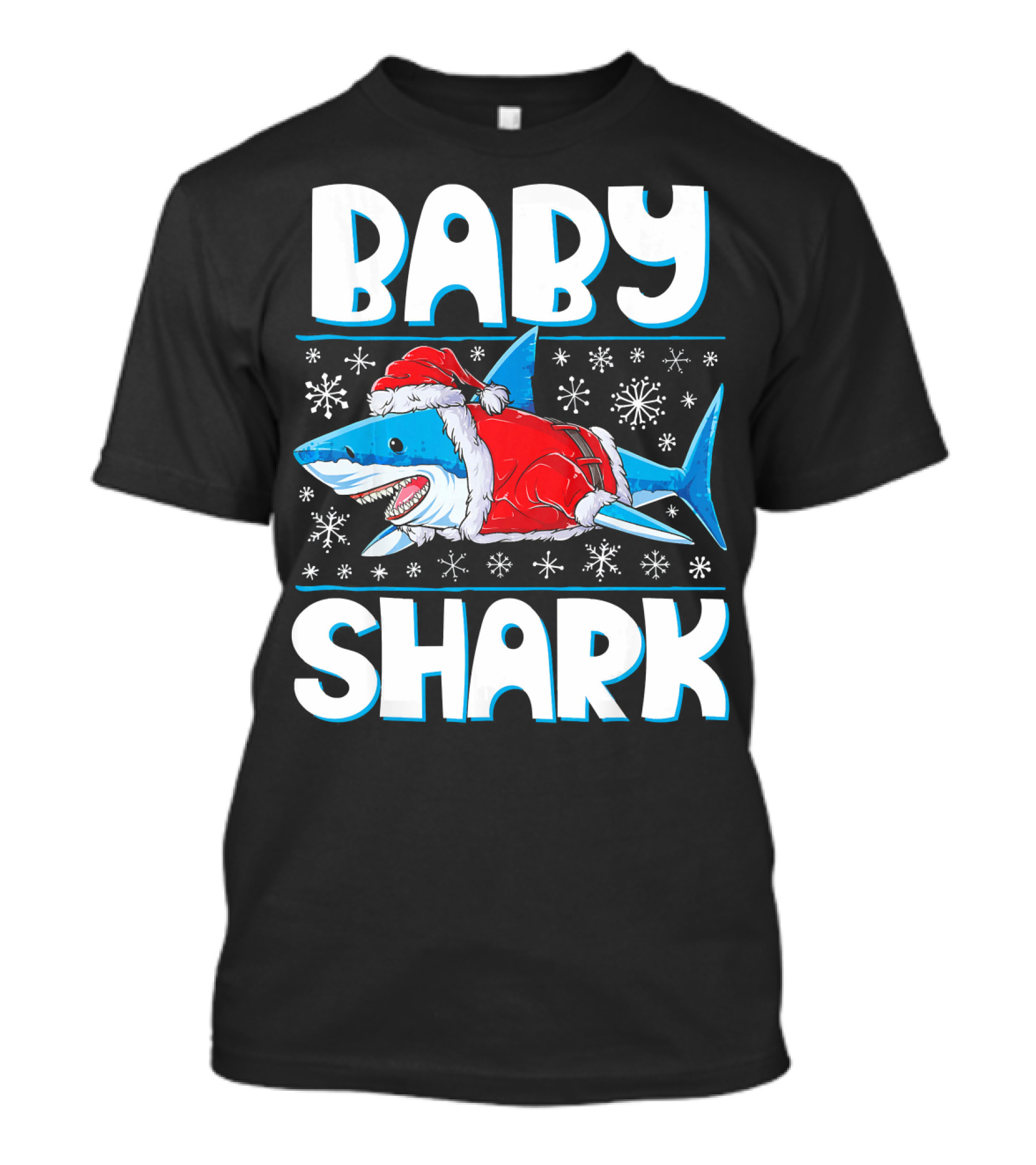 Baby Shark Santa Christmas Snowflakes T-Shirt