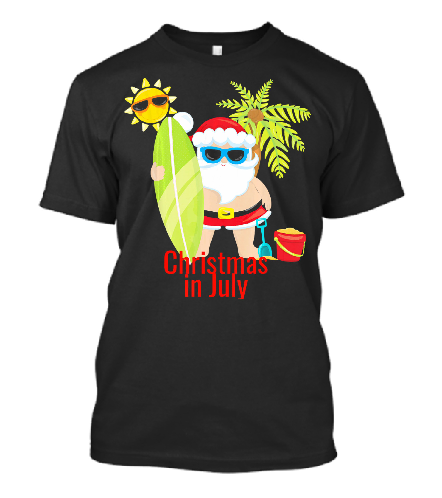 Christmas In July Beach Santa Surfer Sunny Holiday Fun T-Shirt