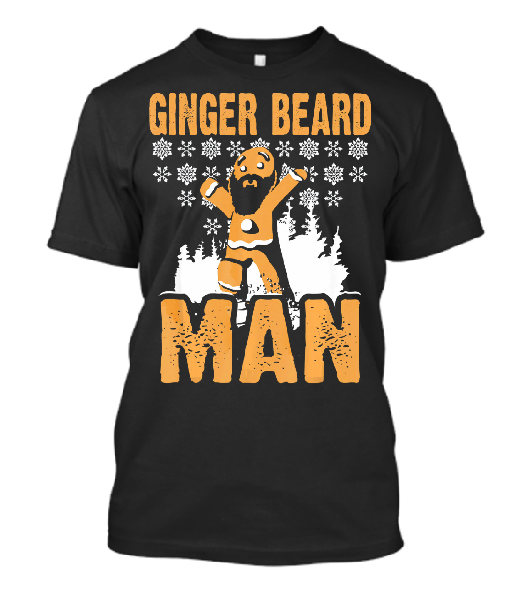 Ginger Beard Man Xmas Holiday Snowflakes Gingerbread T-Shirt