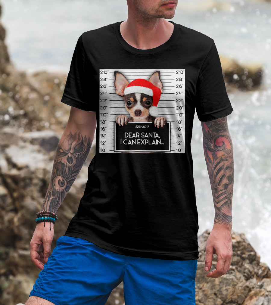 Dear Santa I Can Explain Chihuahua Xmas Santa Hat Lover T-Shirt