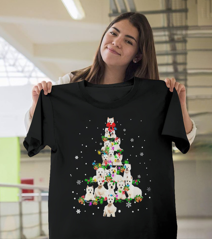 Cute West Highland White Terrier Dogs Christmas Tree T-Shirt