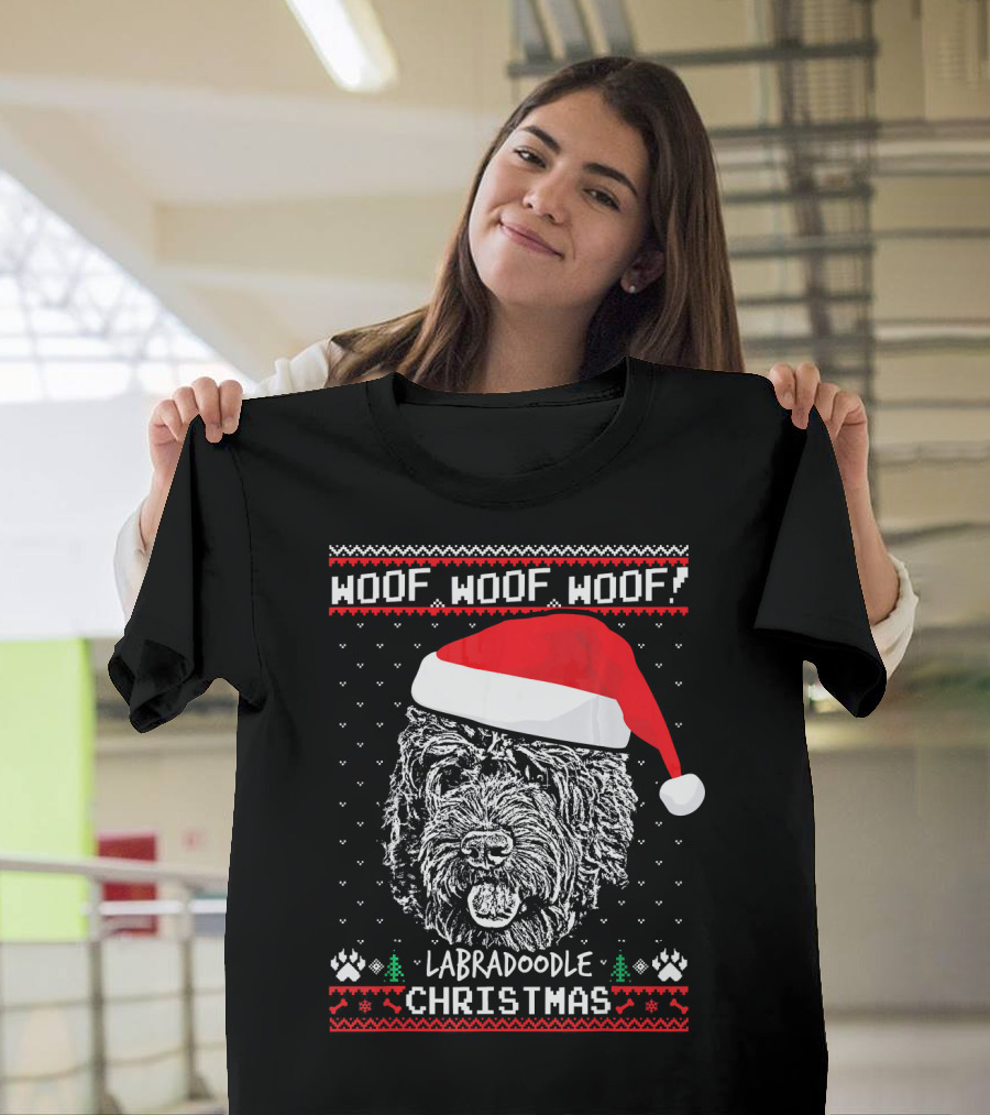 Woof Woof Woof Labradoodle Christmas T-Shirt