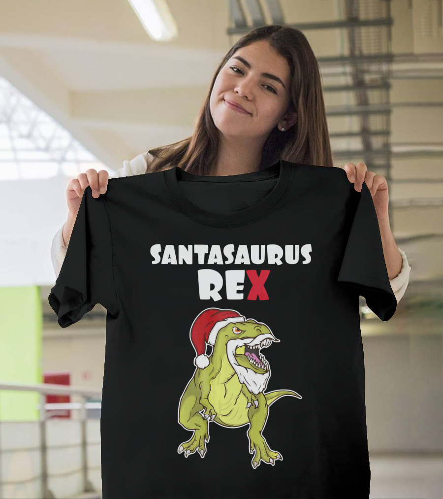 Santasaurus Rex Christmas Dinosaur Santa T-Shirt