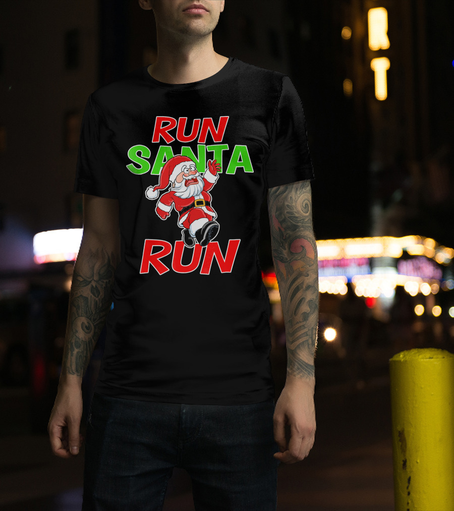 Run Santa Run Christmas Running Santa T-Shirt