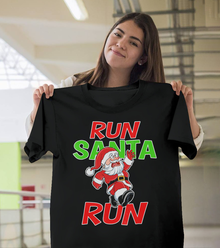 Run Santa Run Christmas Running Santa T-Shirt