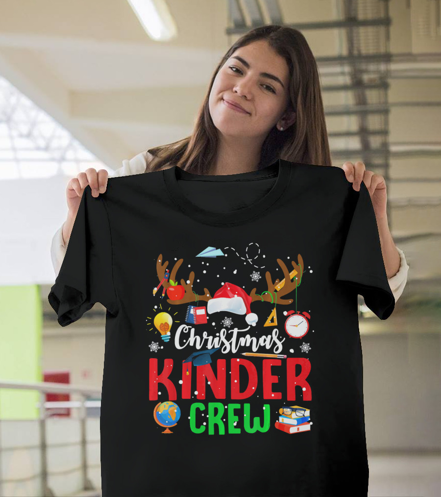 Christmas Kinder Crew Reindeer Holiday School Fun T-Shirt